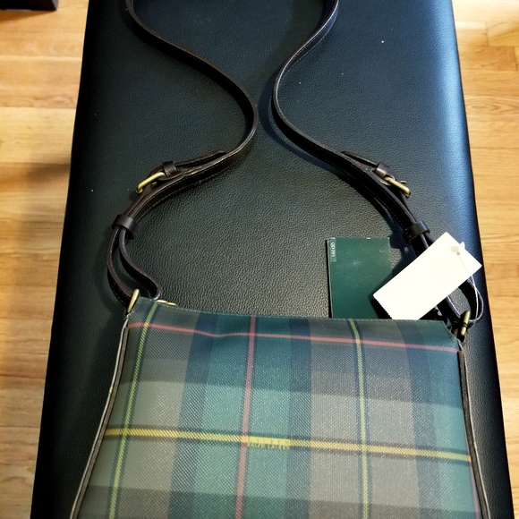 Ralph Lauren Plaid Canvas & Leather Shoulder Bag - Picture 3 of 4